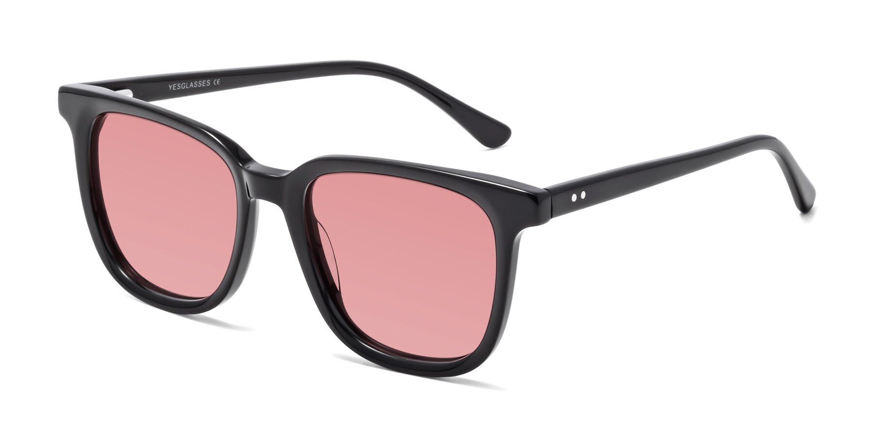 Angle of Broadway in Black with Medium Garnet Tinted Lenses