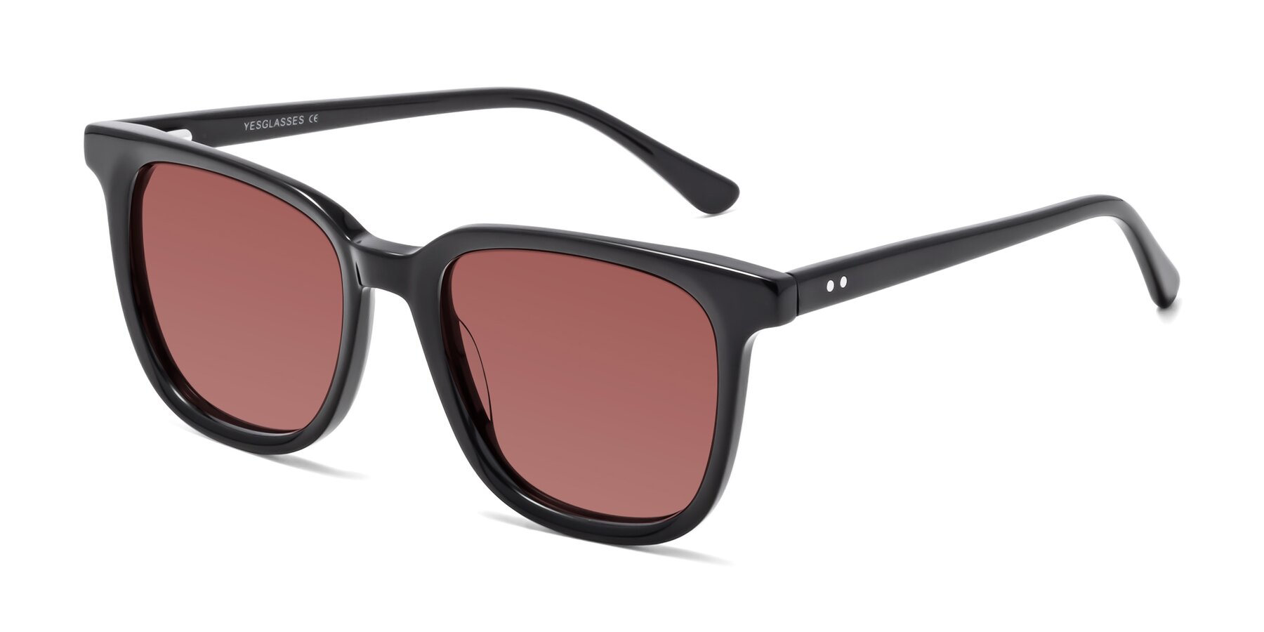 Angle of Broadway in Black with Garnet Tinted Lenses