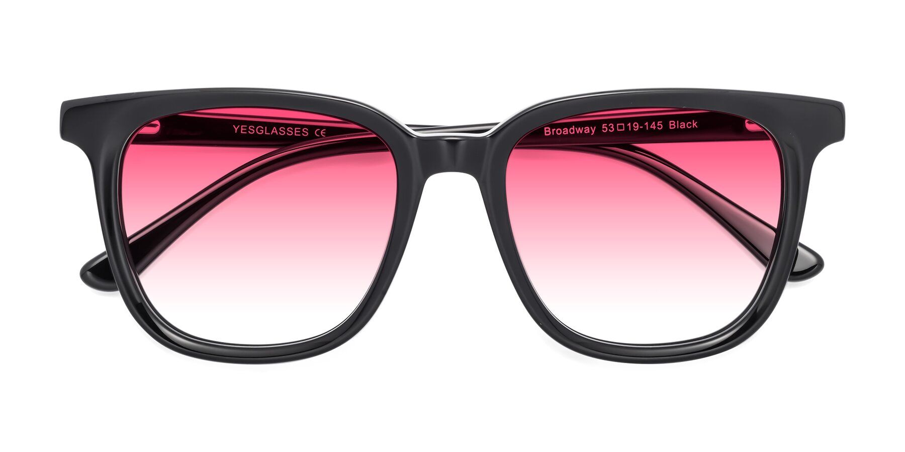 Folded Front of Broadway in Black with Pink Gradient Lenses