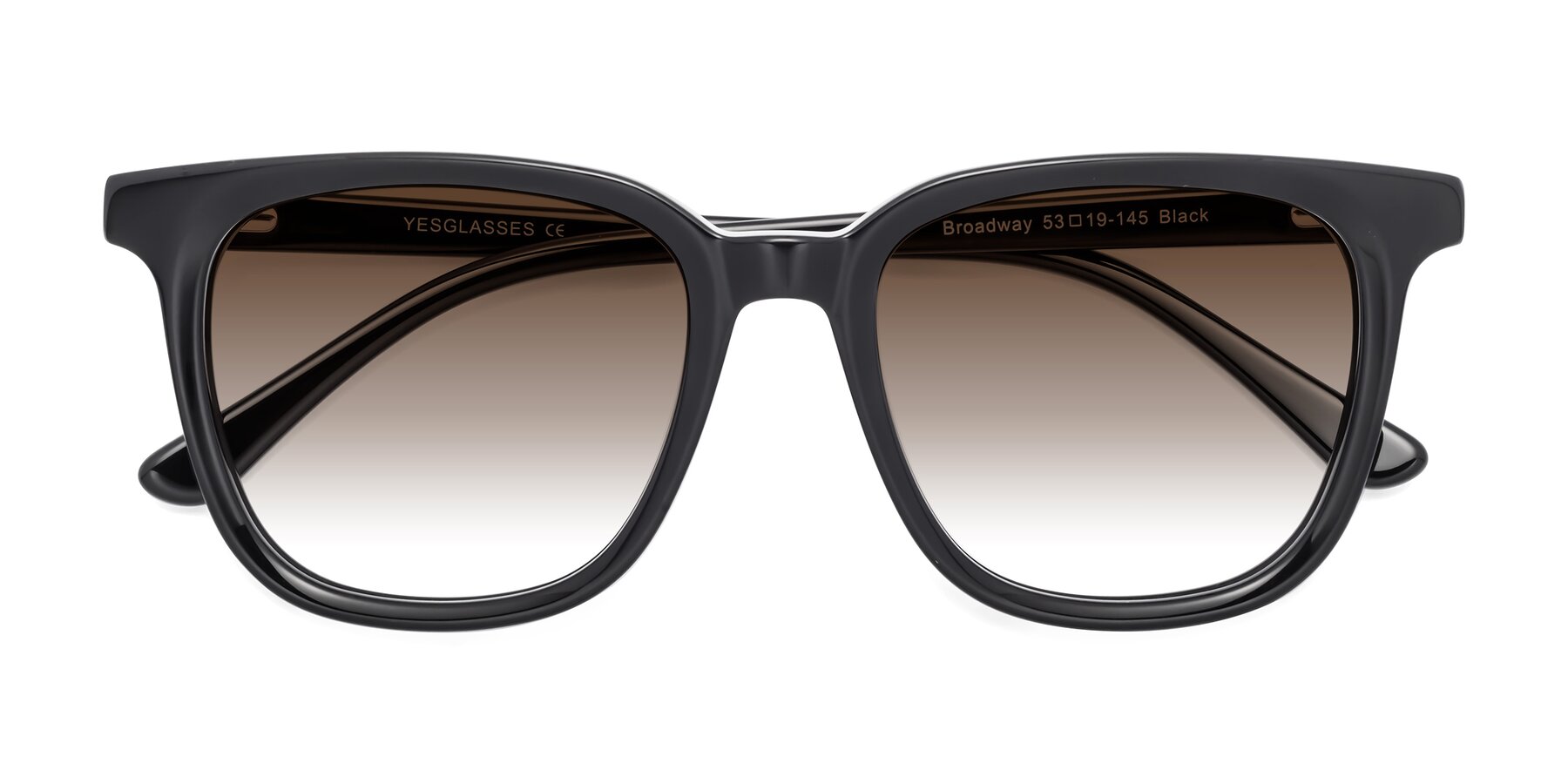 Folded Front of Broadway in Black with Brown Gradient Lenses