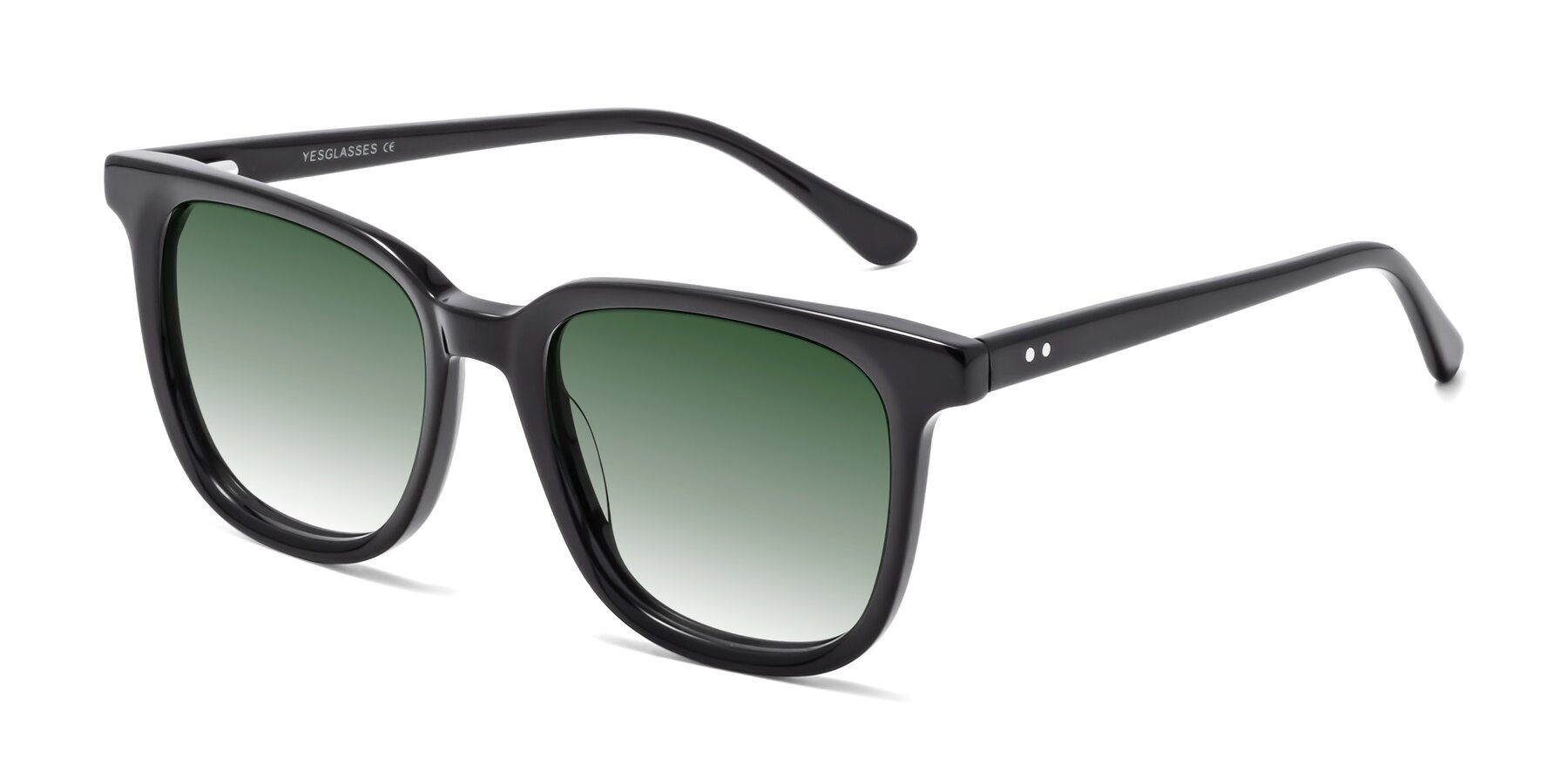 Angle of Broadway in Black with Green Gradient Lenses