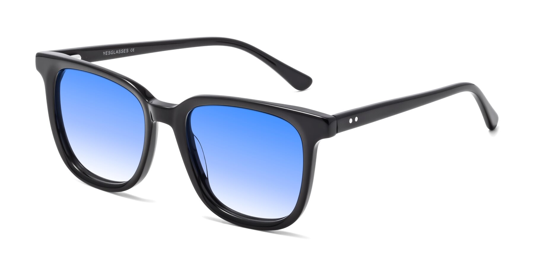 Angle of Broadway in Black with Blue Gradient Lenses
