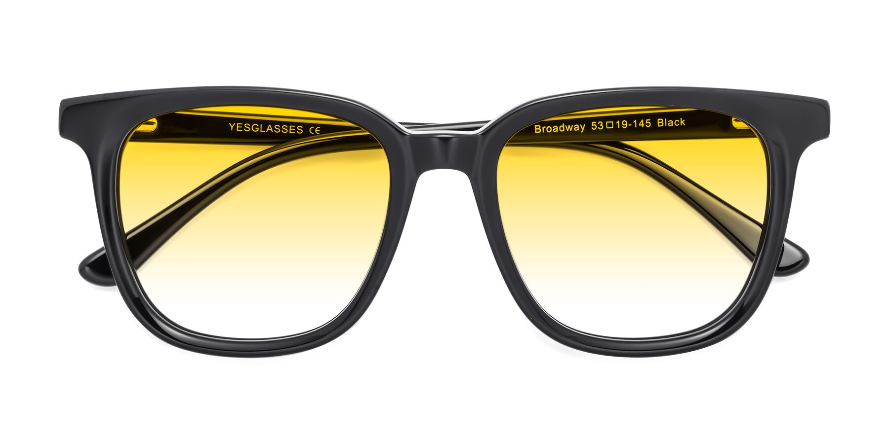 Folded Front of Broadway in Black with Yellow Gradient Lenses