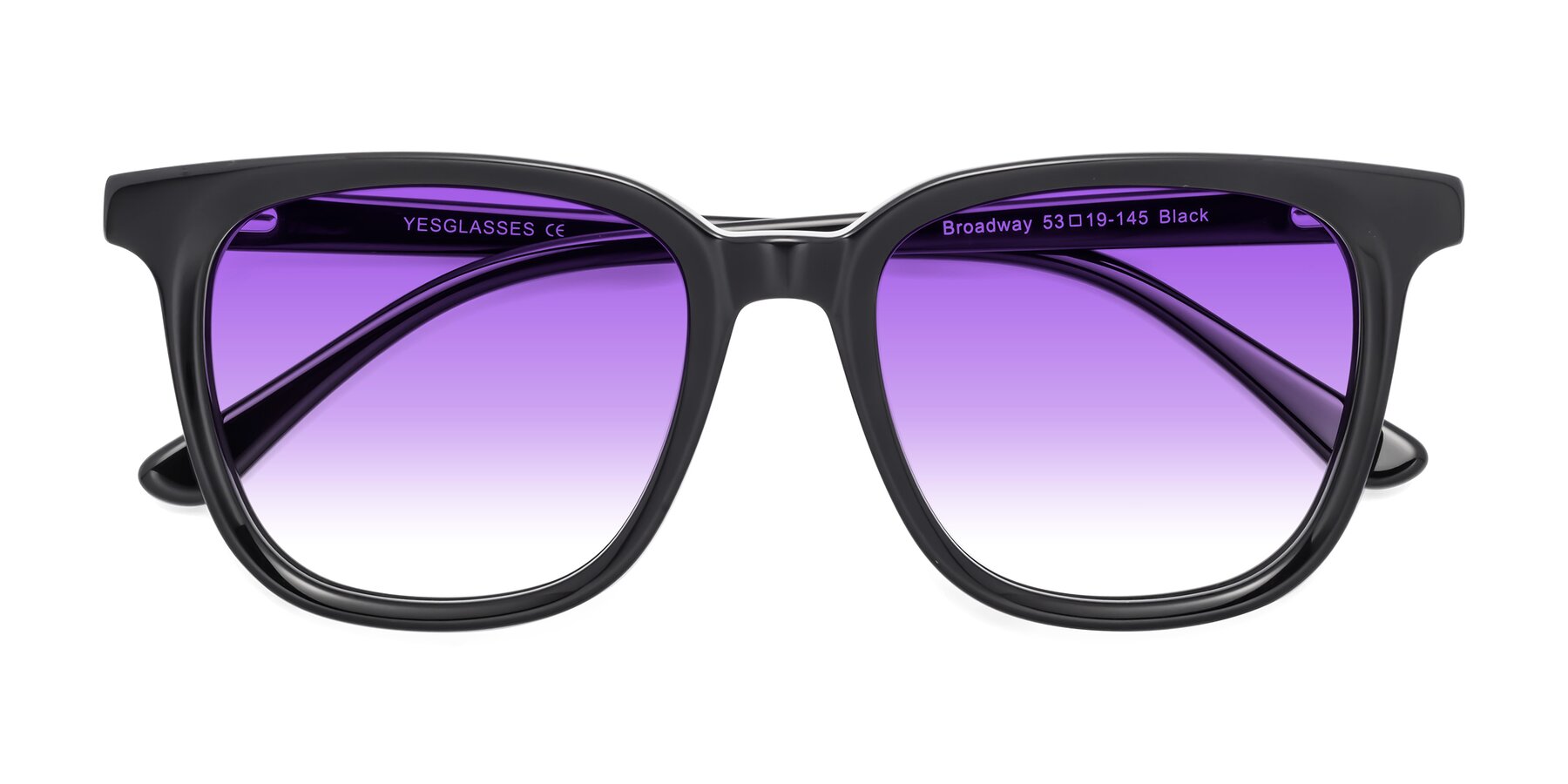 Folded Front of Broadway in Black with Purple Gradient Lenses