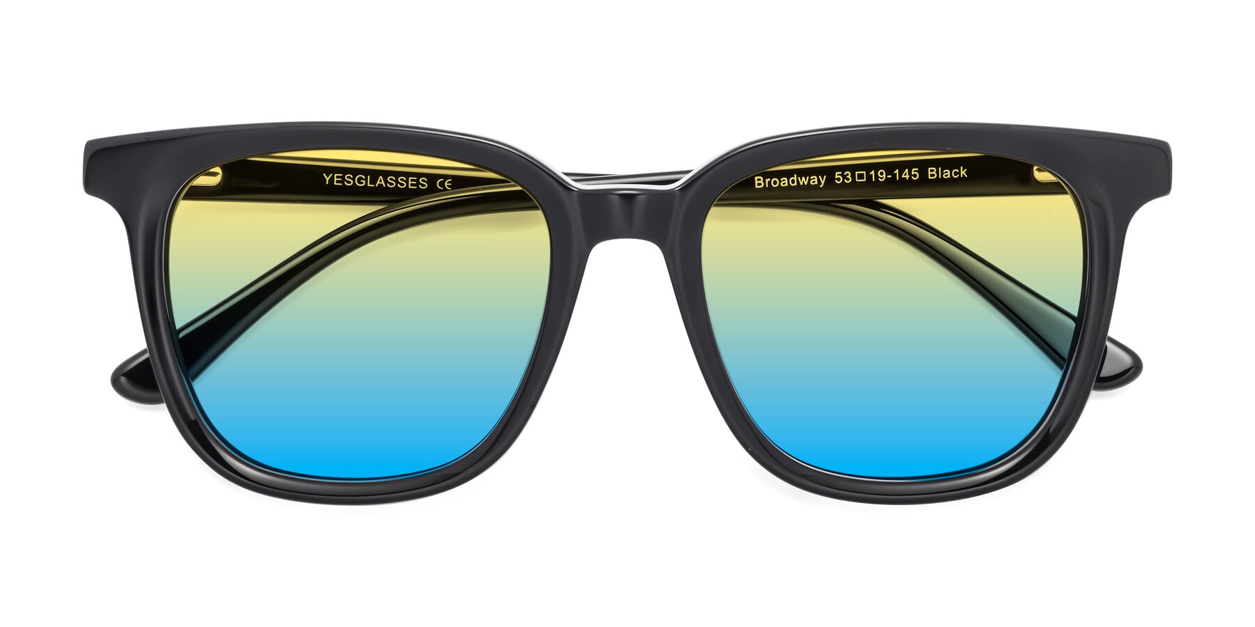 Folded Front of Broadway in Black with Yellow / Blue Gradient Lenses