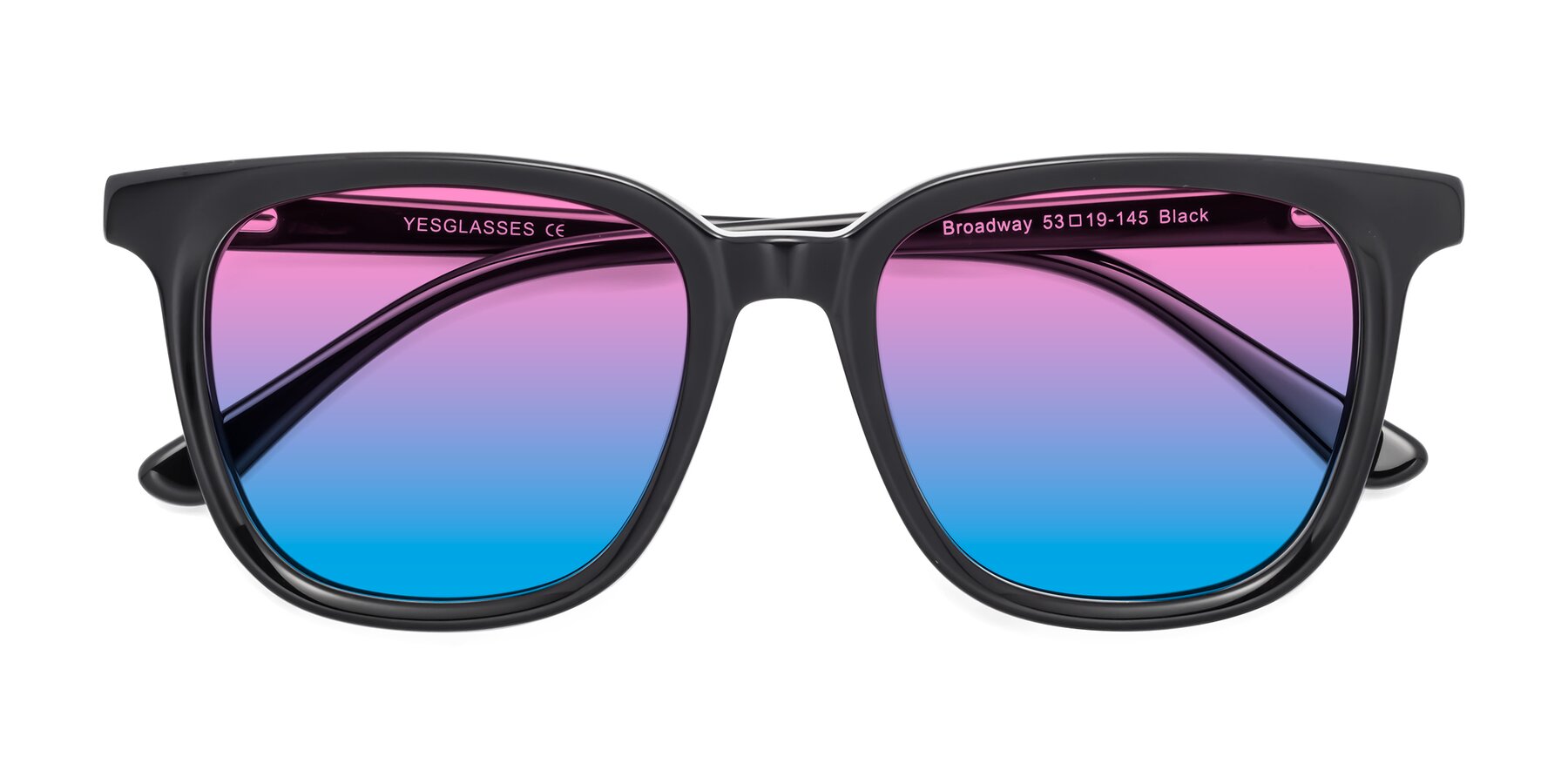 Folded Front of Broadway in Black with Pink / Blue Gradient Lenses
