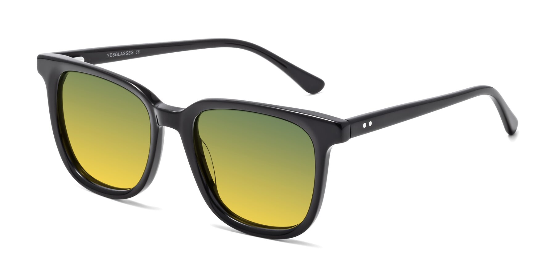 Angle of Broadway in Black with Green / Yellow Gradient Lenses