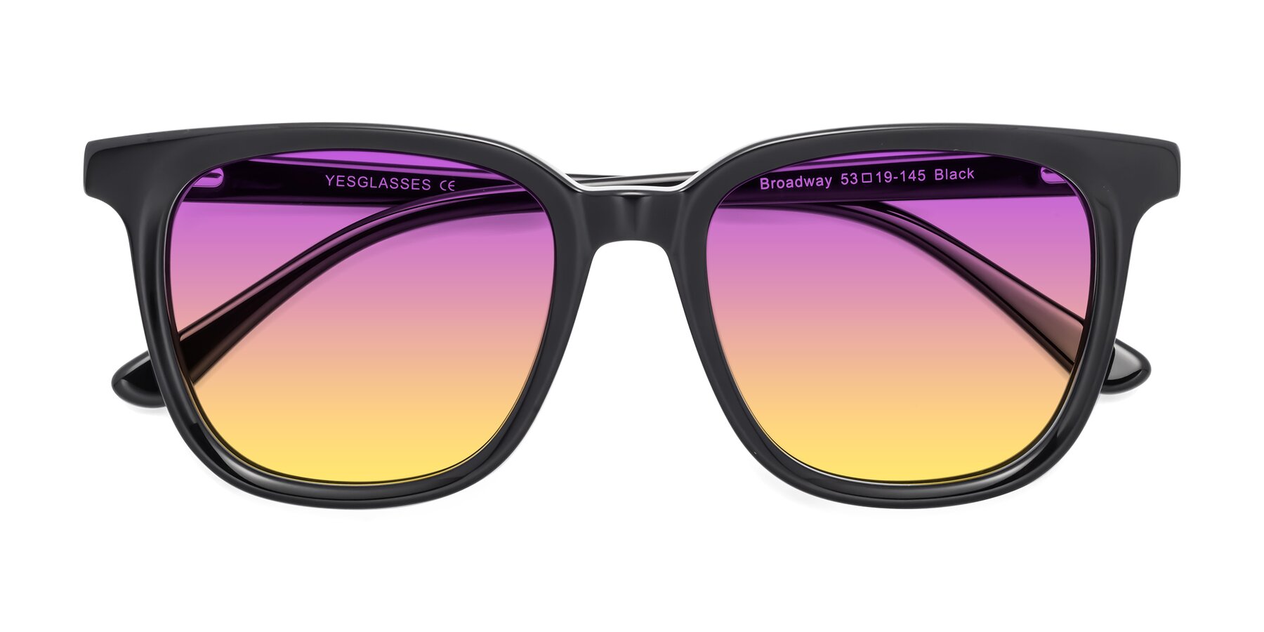 Folded Front of Broadway in Black with Purple / Yellow Gradient Lenses