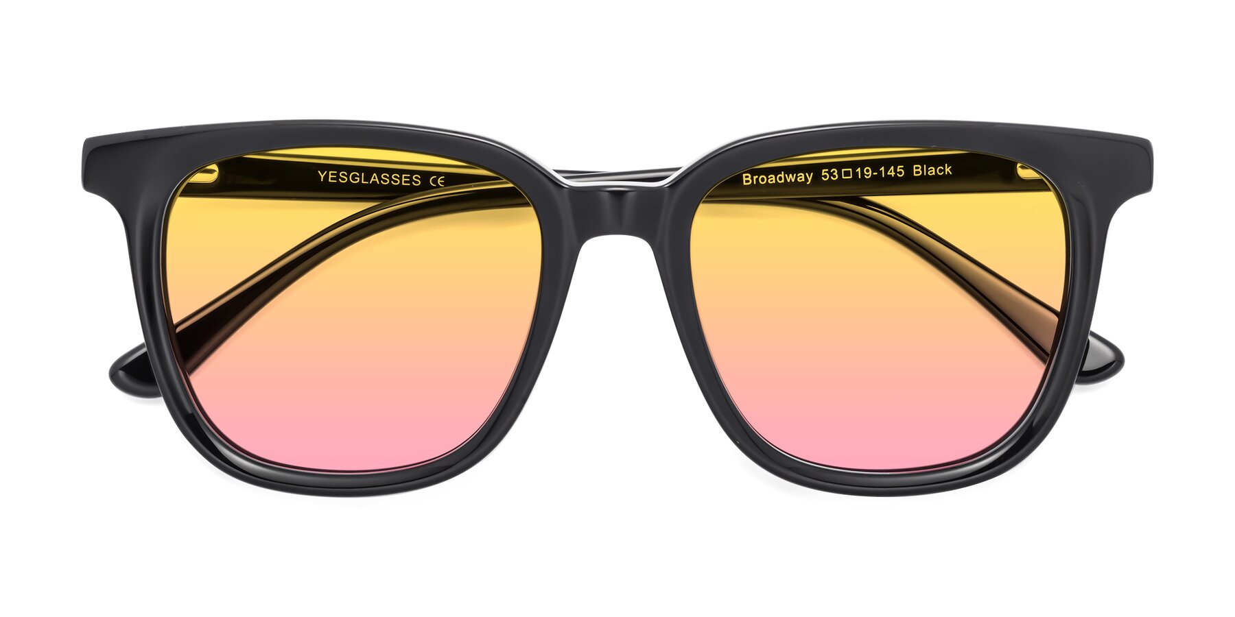 Folded Front of Broadway in Black with Yellow / Pink Gradient Lenses