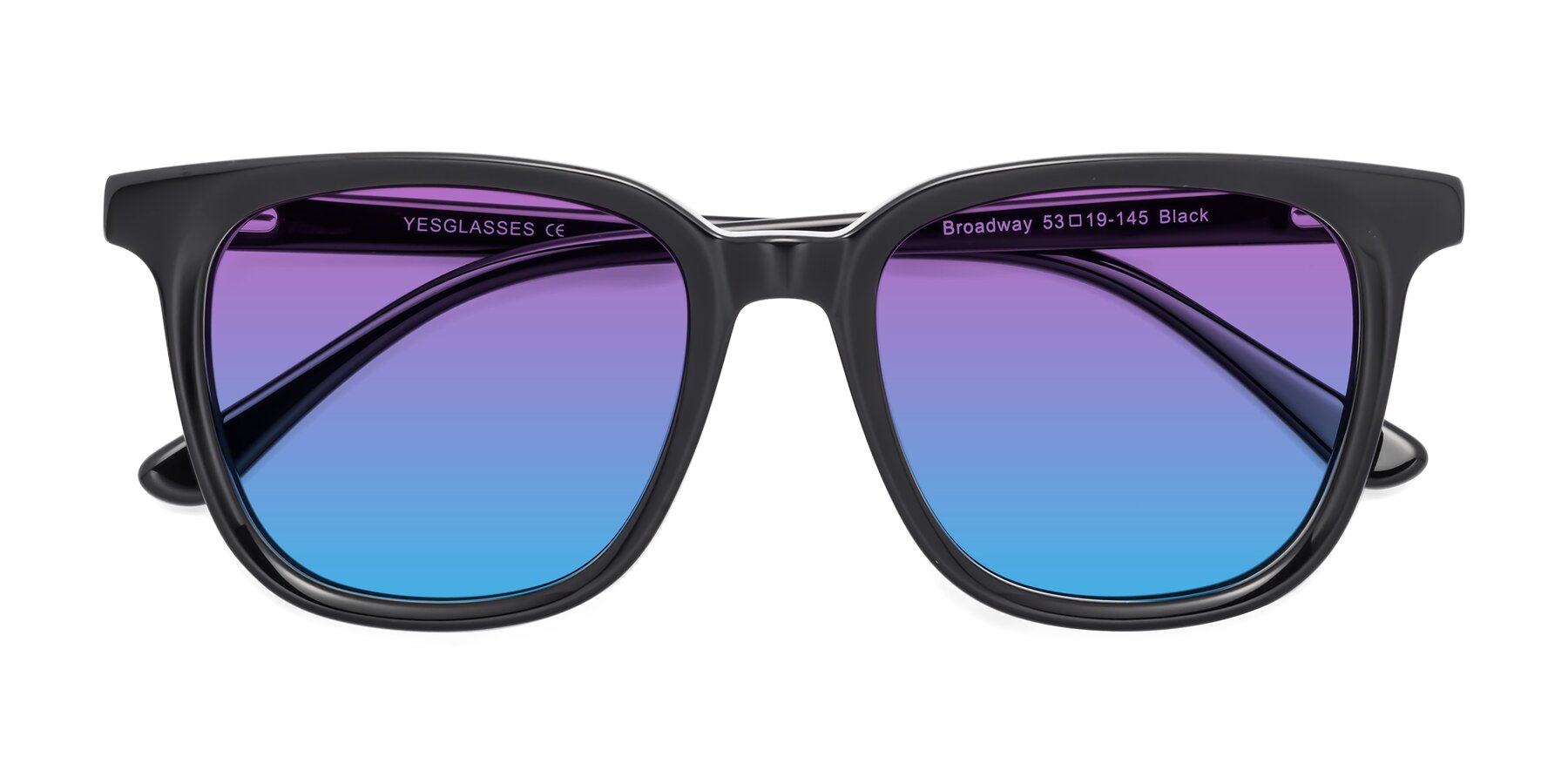 Folded Front of Broadway in Black with Purple / Blue Gradient Lenses
