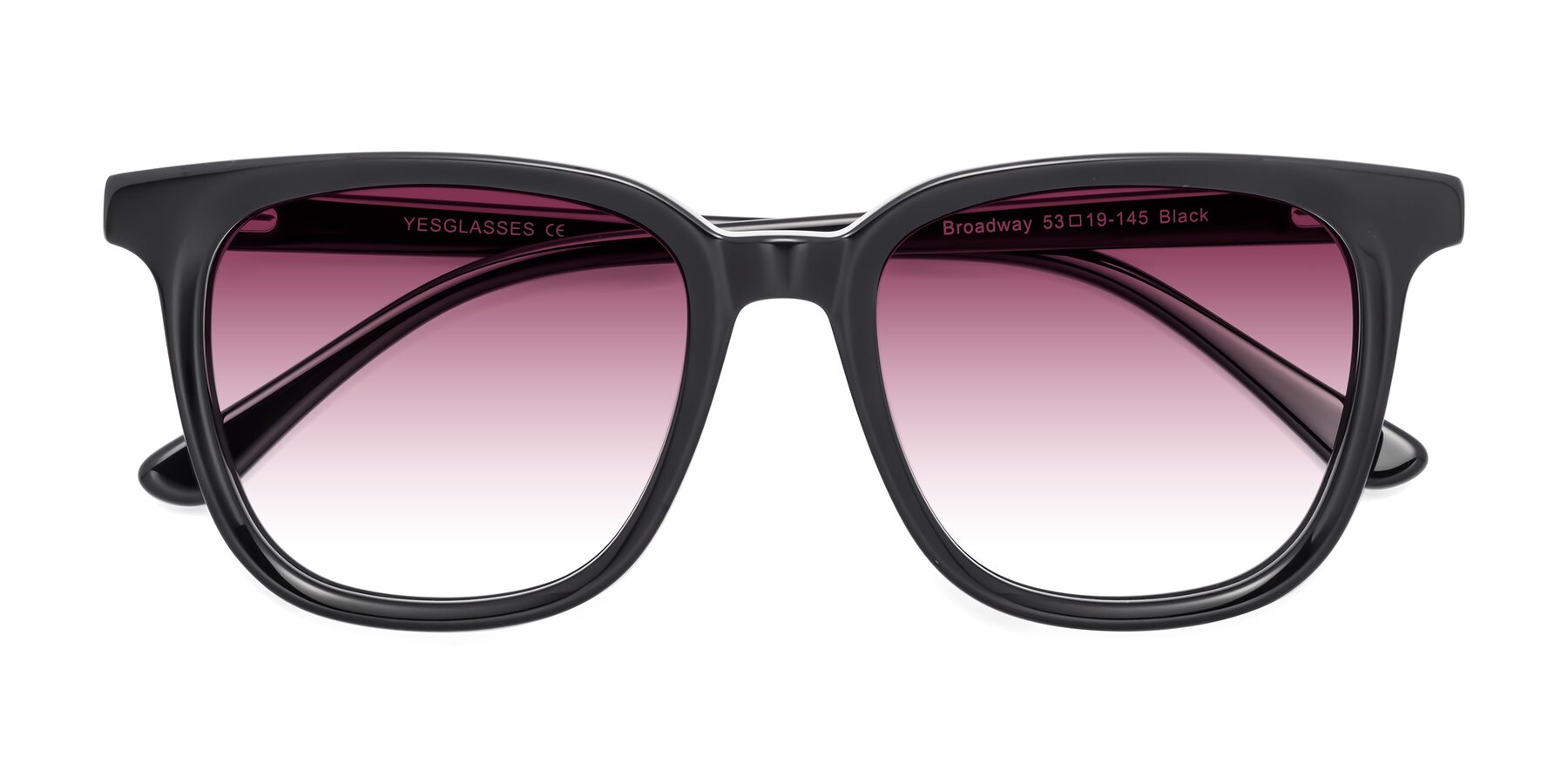 Folded Front of Broadway in Black with Wine Gradient Lenses