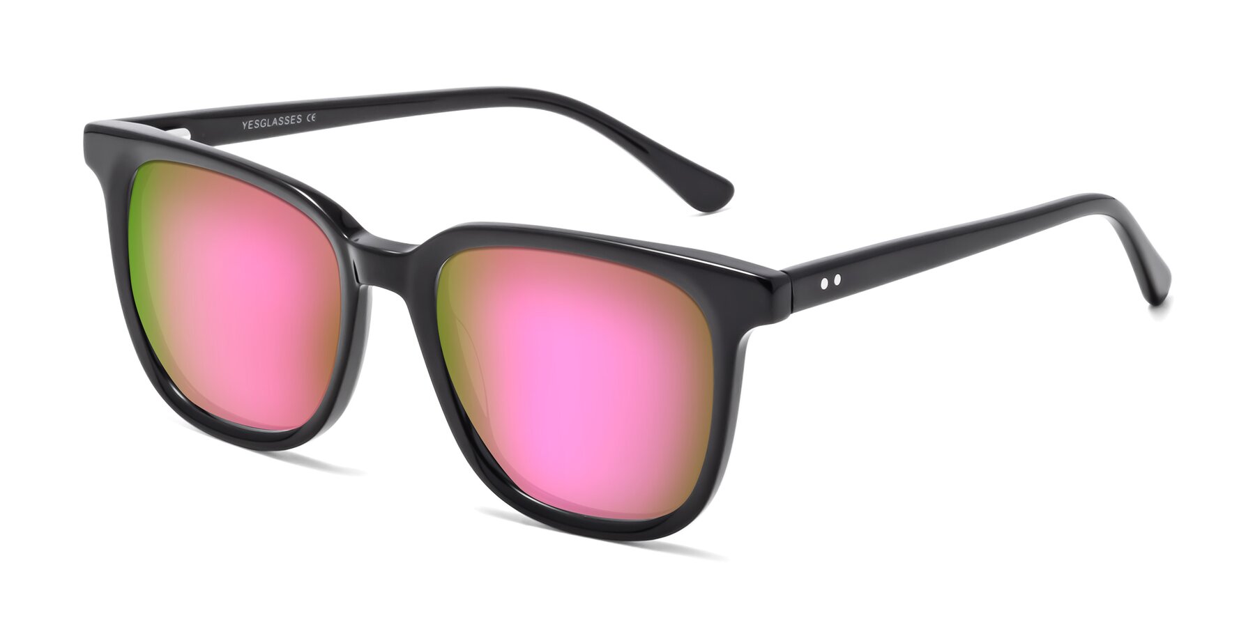 Angle of Broadway in Black with Pink Mirrored Lenses