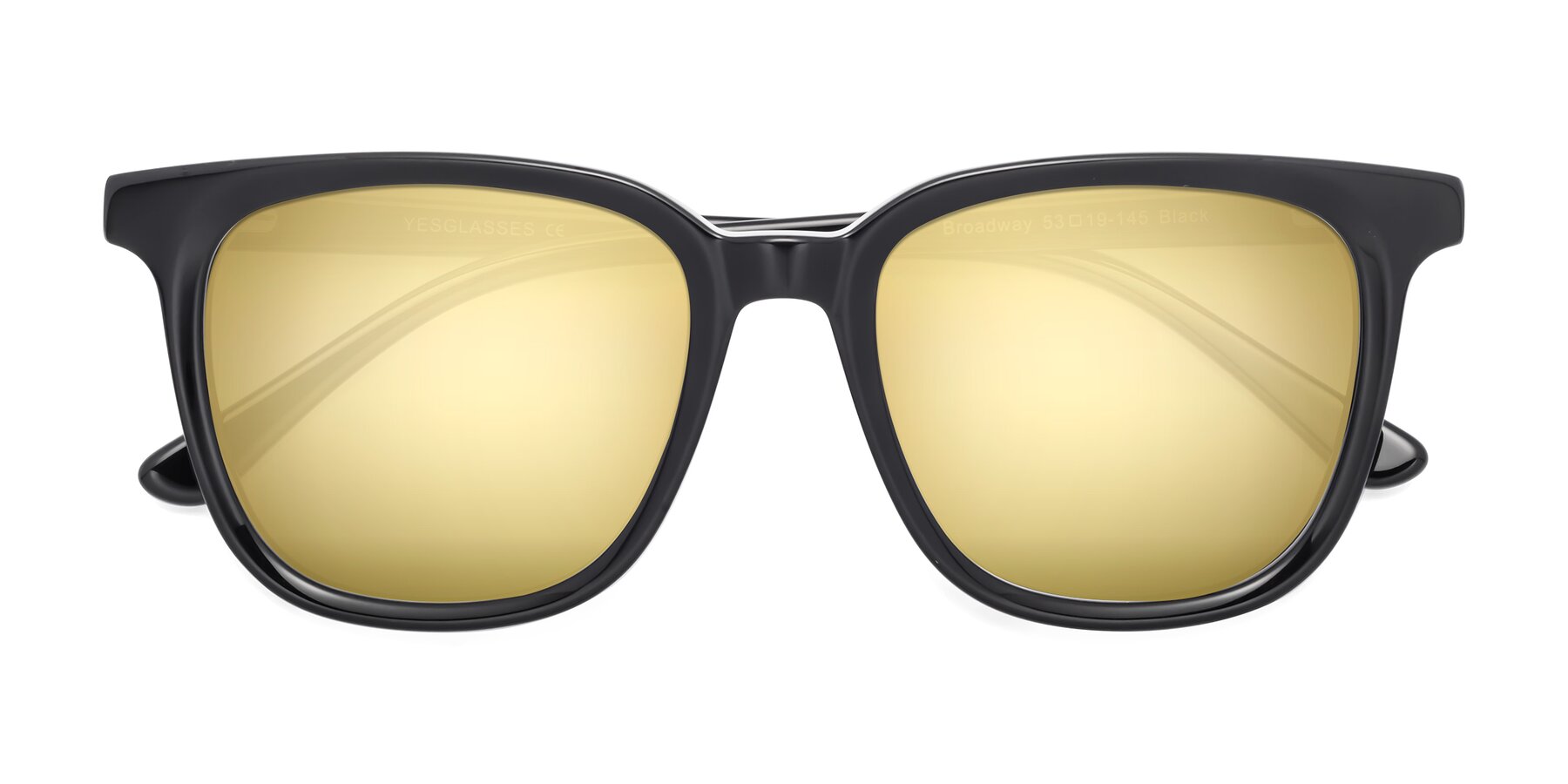 Folded Front of Broadway in Black with Gold Mirrored Lenses
