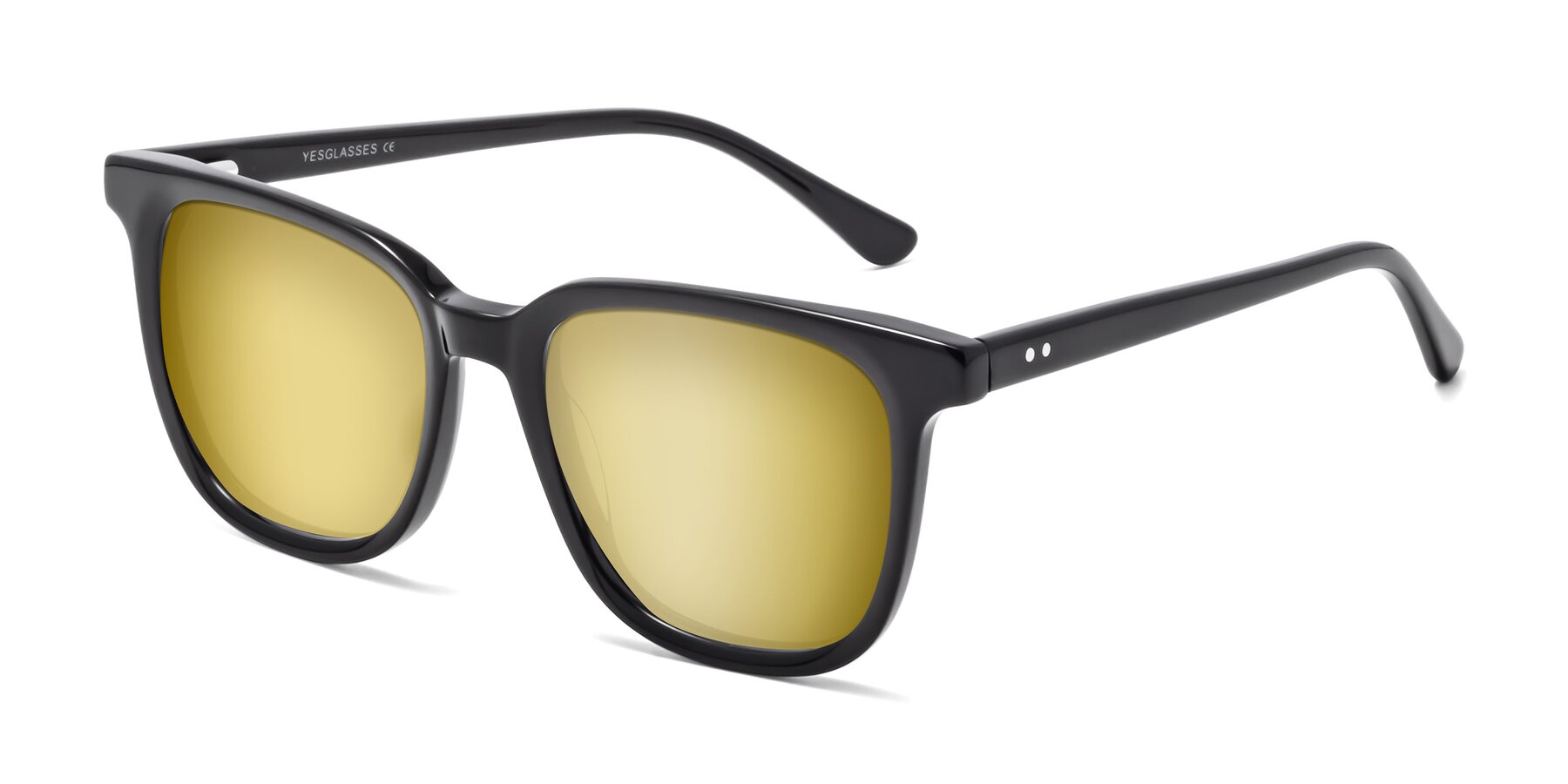 Angle of Broadway in Black with Gold Mirrored Lenses