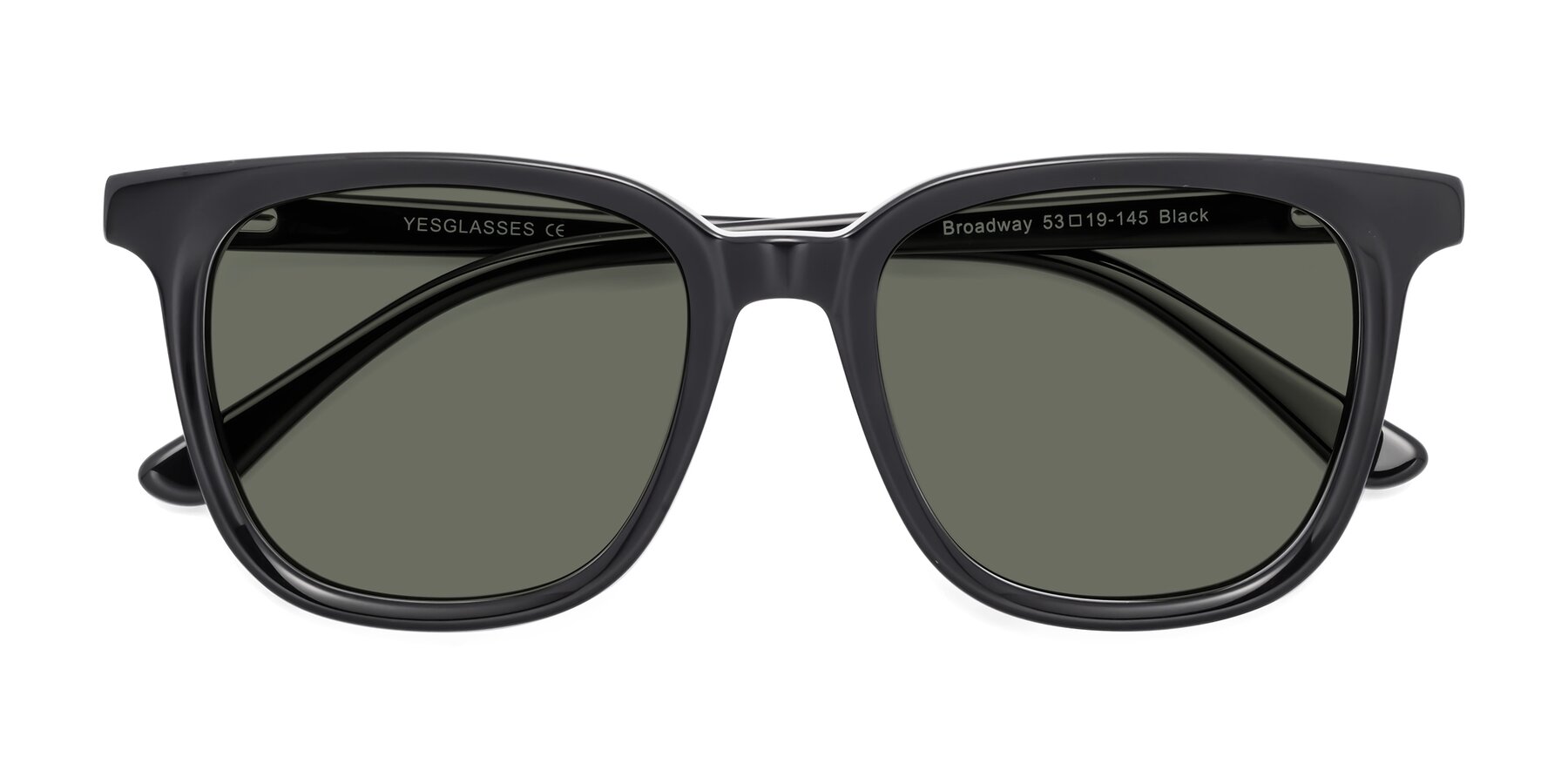 Folded Front of Broadway in Black with Gray Polarized Lenses