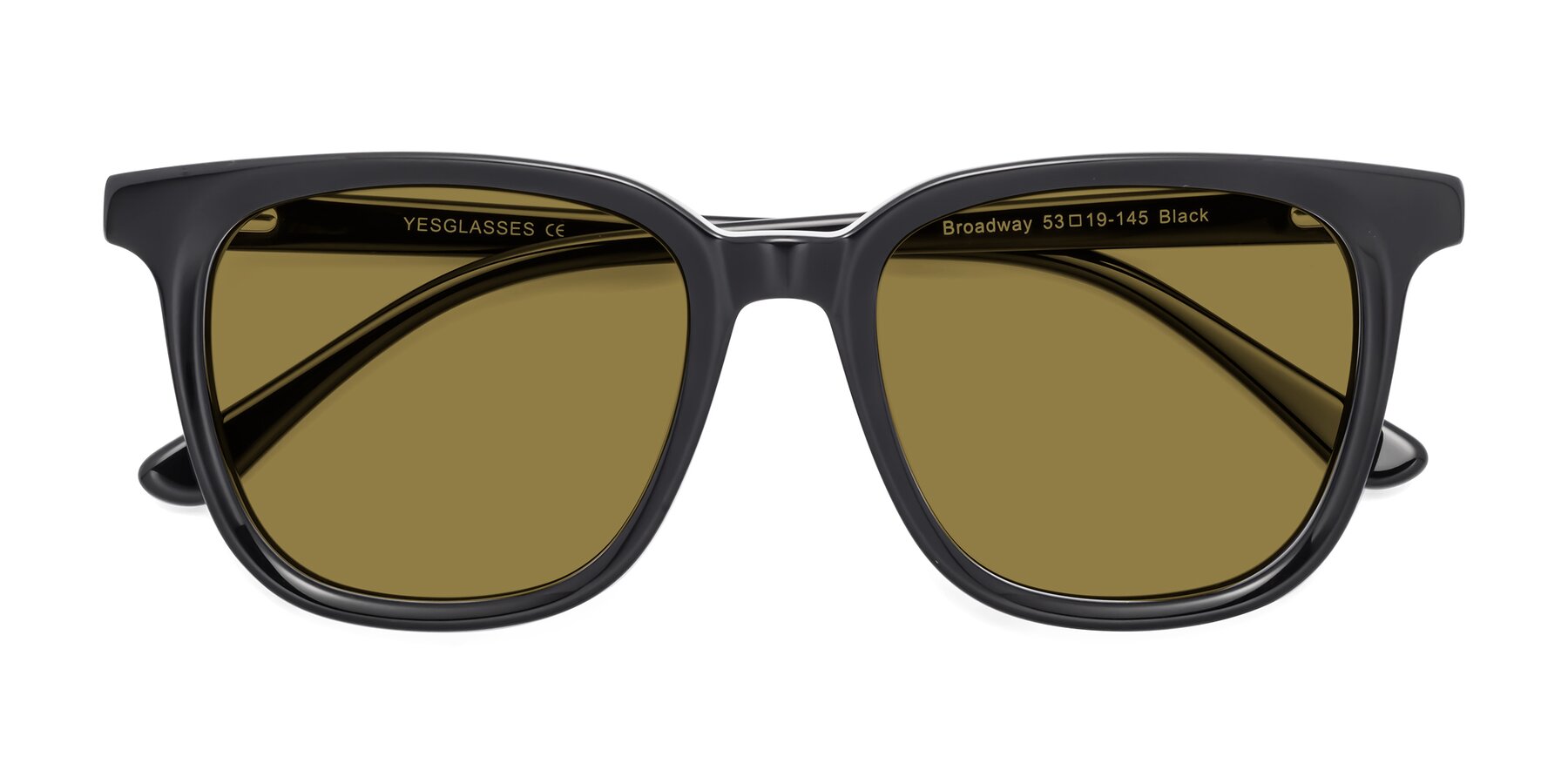 Folded Front of Broadway in Black with Brown Polarized Lenses