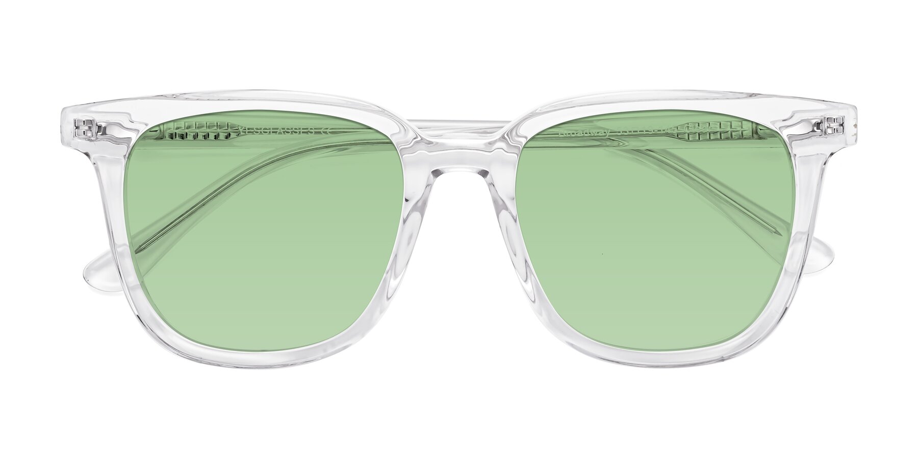 Folded Front of Broadway in Clear with Medium Green Tinted Lenses
