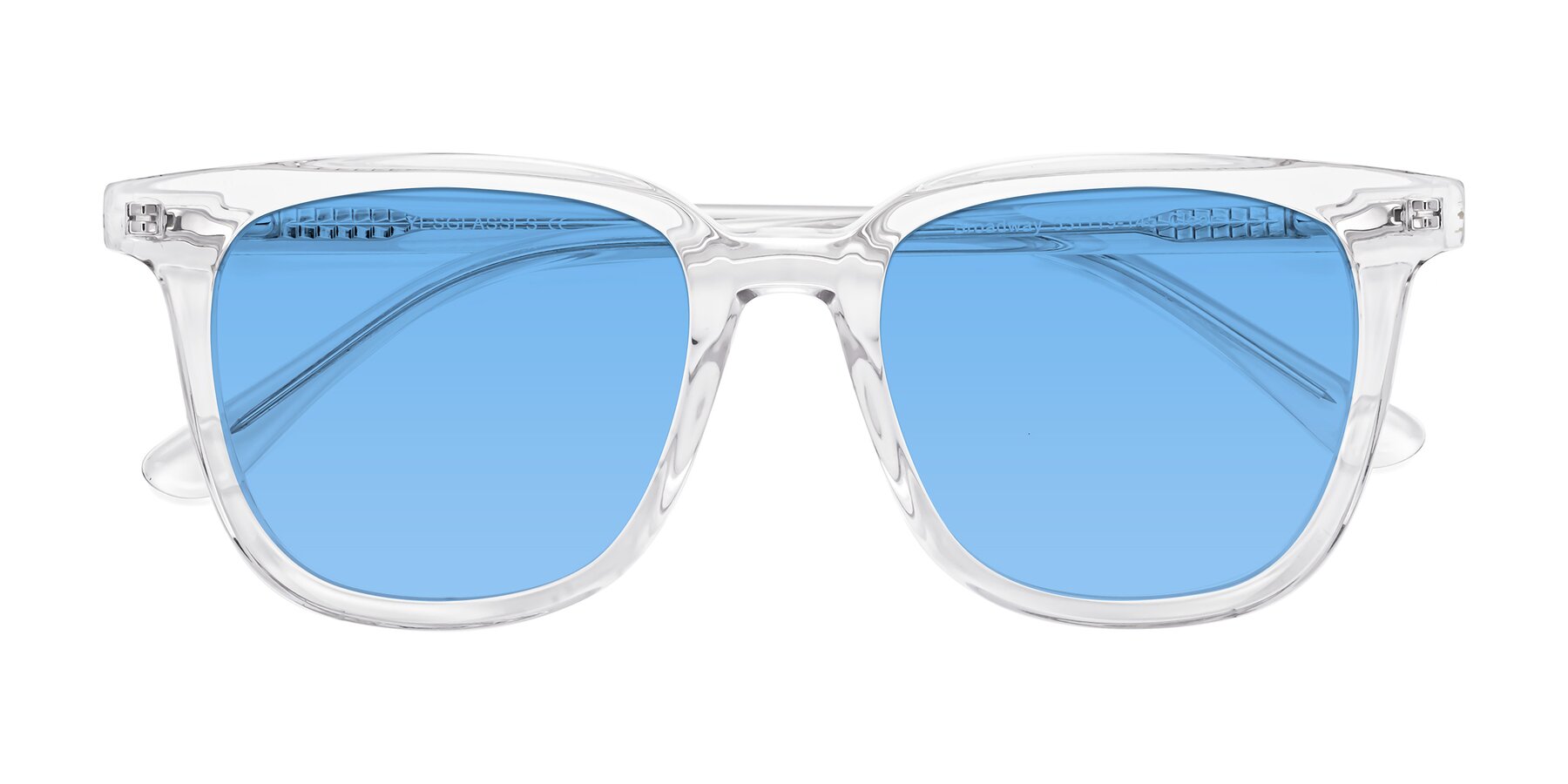 Folded Front of Broadway in Clear with Medium Blue Tinted Lenses