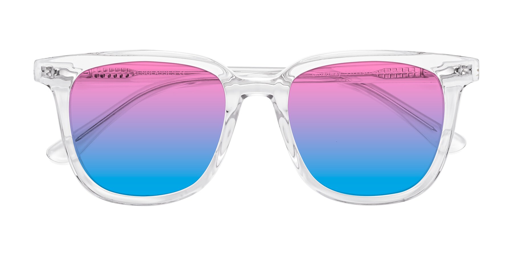 Folded Front of Broadway in Clear with Pink / Blue Gradient Lenses