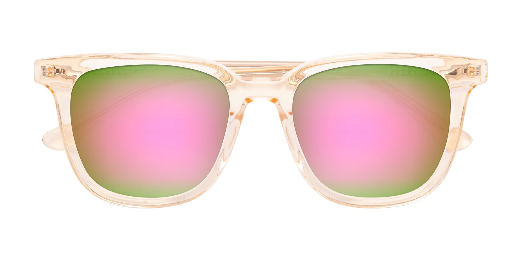 Folded Front of Broadway in Translucent Brown with Pink Mirrored Lenses