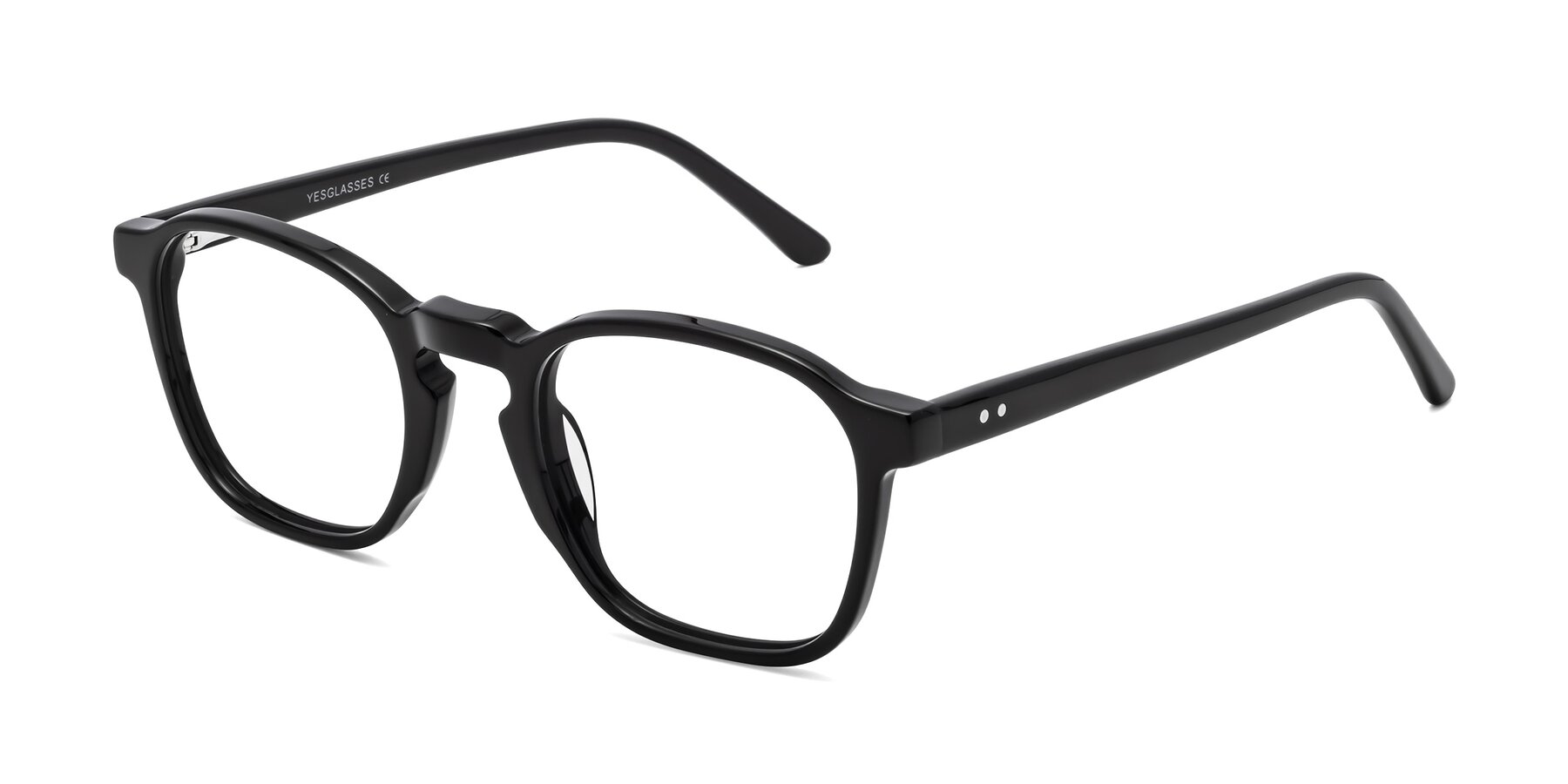 Angle of Generous in Black with Clear Reading Eyeglass Lenses