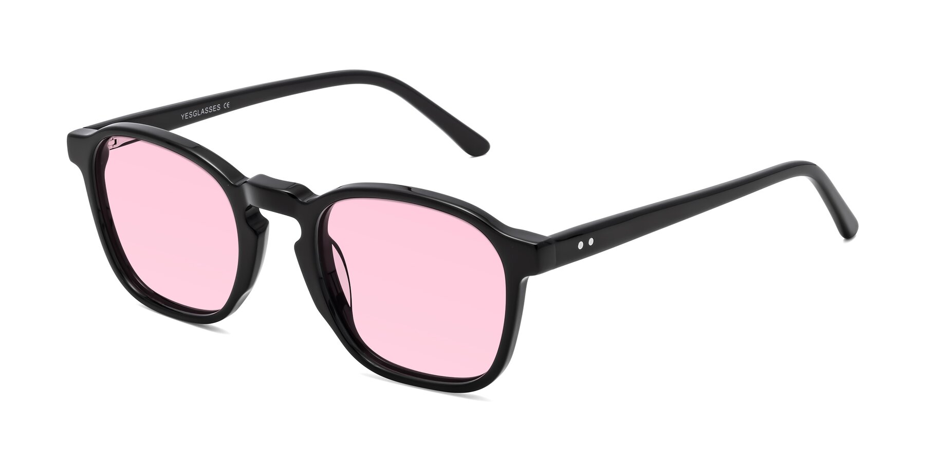 Angle of Generous in Black with Light Pink Tinted Lenses