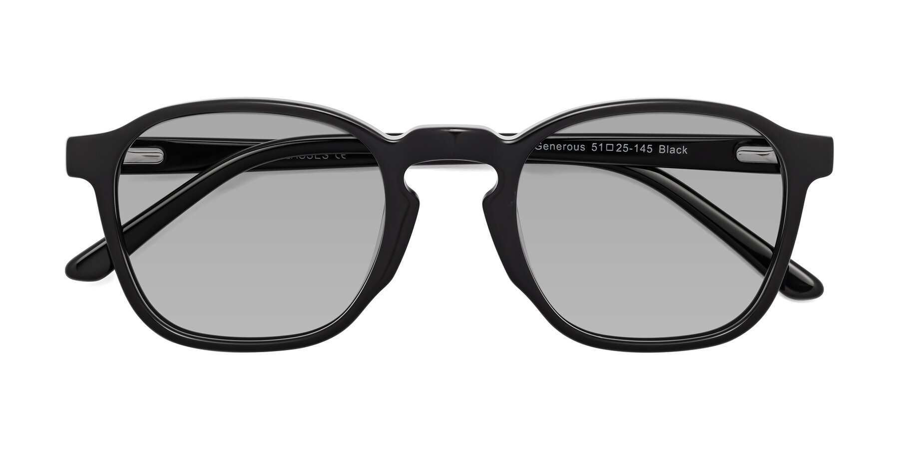 Folded Front of Generous in Black with Light Gray Tinted Lenses