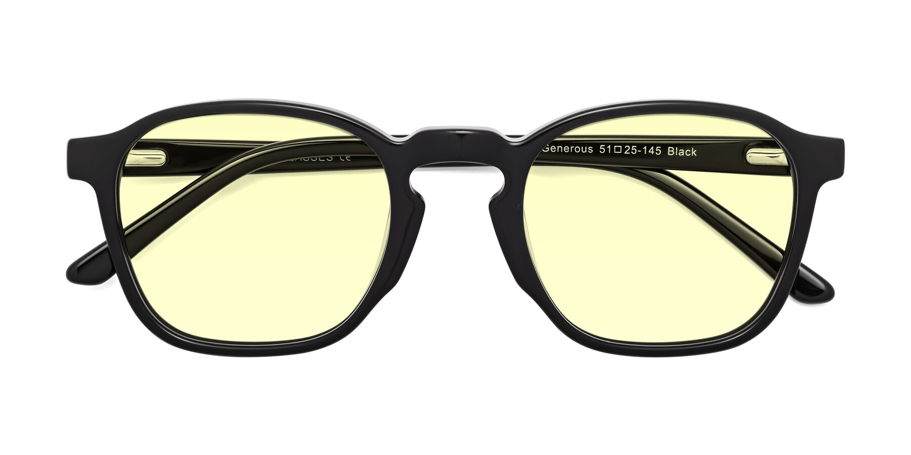 Folded Front of Generous in Black with Light Yellow Tinted Lenses