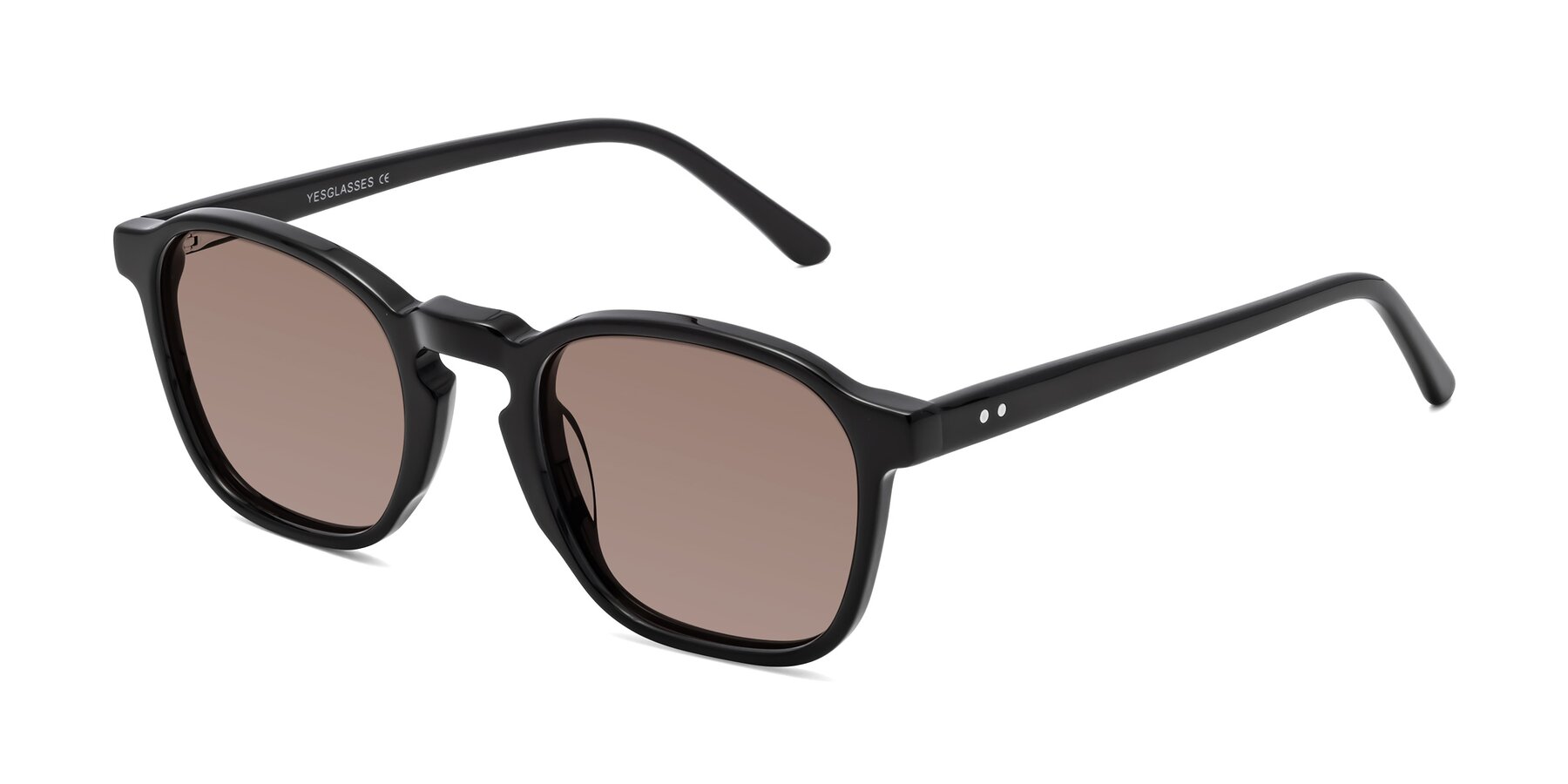 Angle of Generous in Black with Medium Brown Tinted Lenses