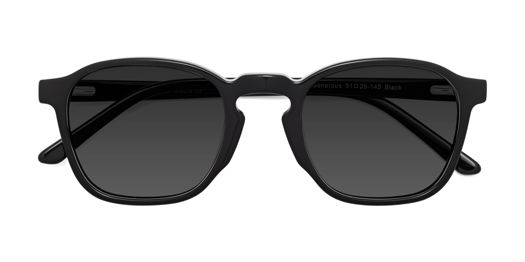 Folded Front of Generous in Black with Gray Tinted Lenses