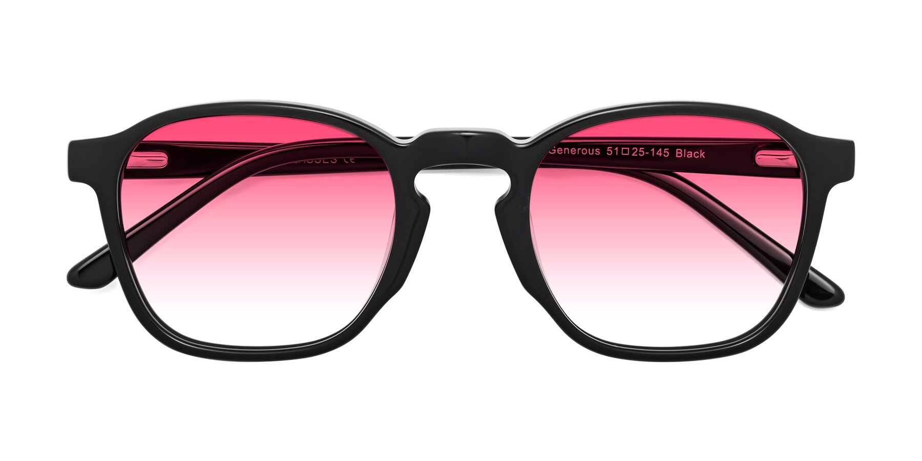 Folded Front of Generous in Black with Pink Gradient Lenses
