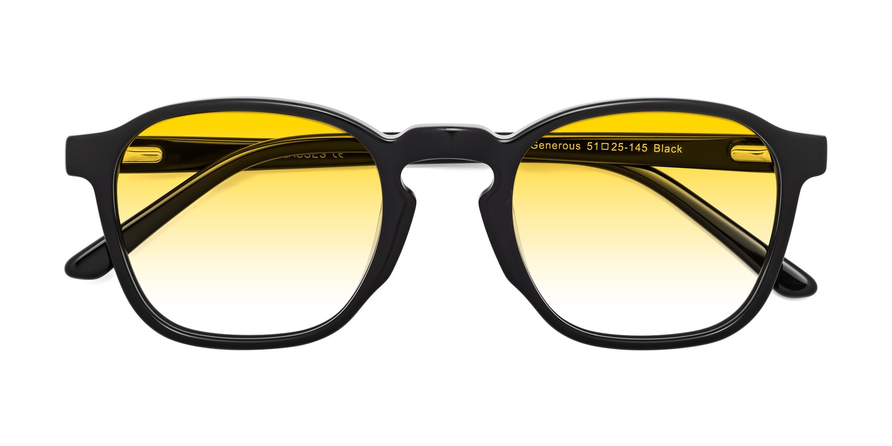 Folded Front of Generous in Black with Yellow Gradient Lenses