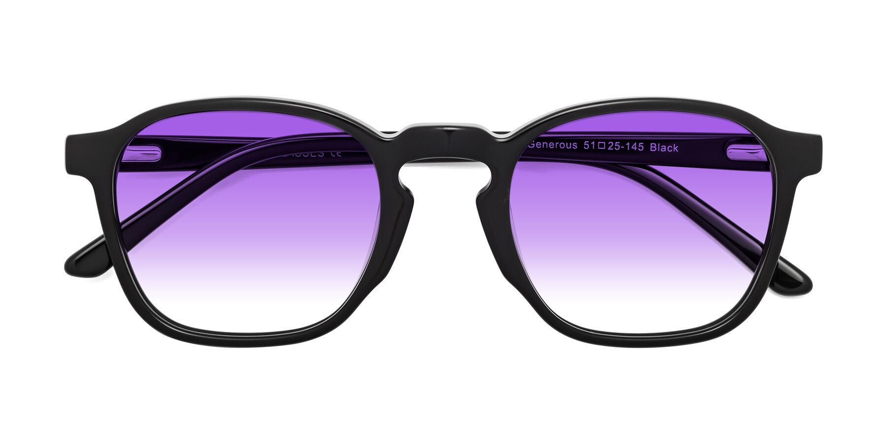 Folded Front of Generous in Black with Purple Gradient Lenses
