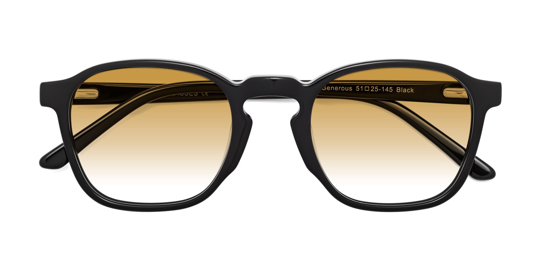 Folded Front of Generous in Black with Champagne Gradient Lenses