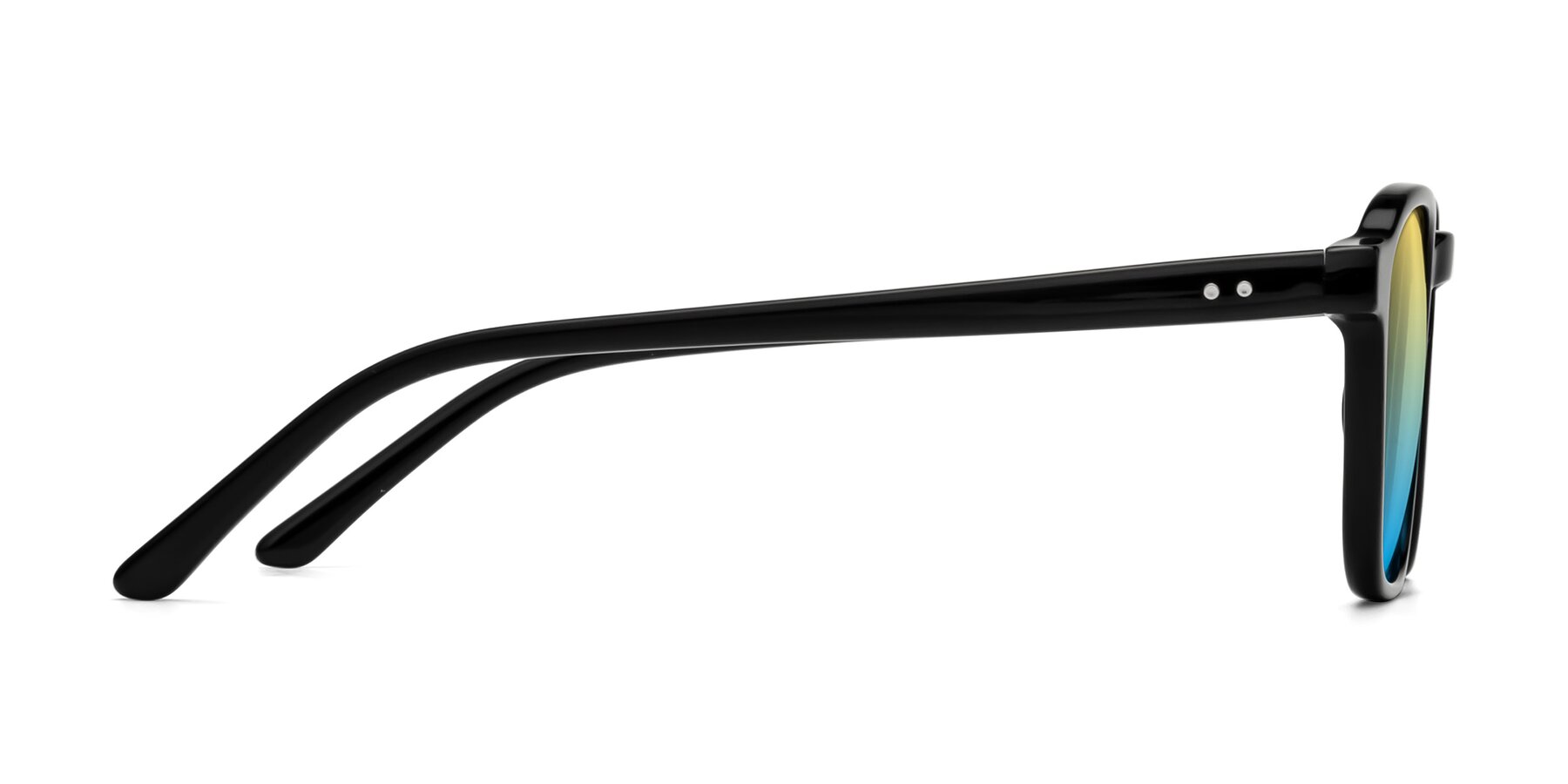 Side of Generous in Black with Yellow / Blue Gradient Lenses