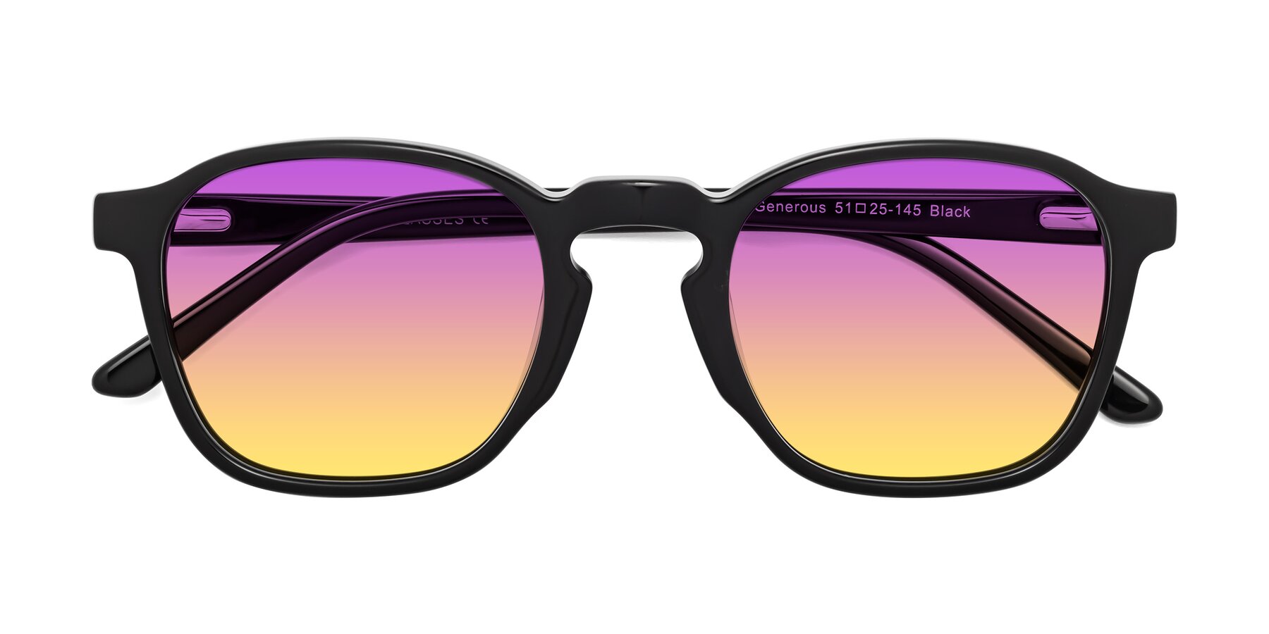 Folded Front of Generous in Black with Purple / Yellow Gradient Lenses