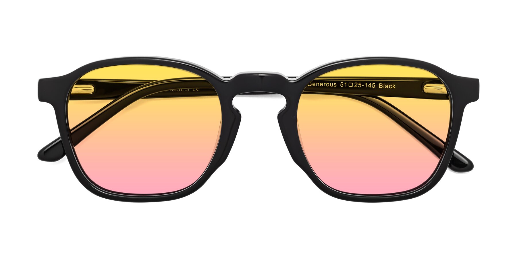 Folded Front of Generous in Black with Yellow / Pink Gradient Lenses