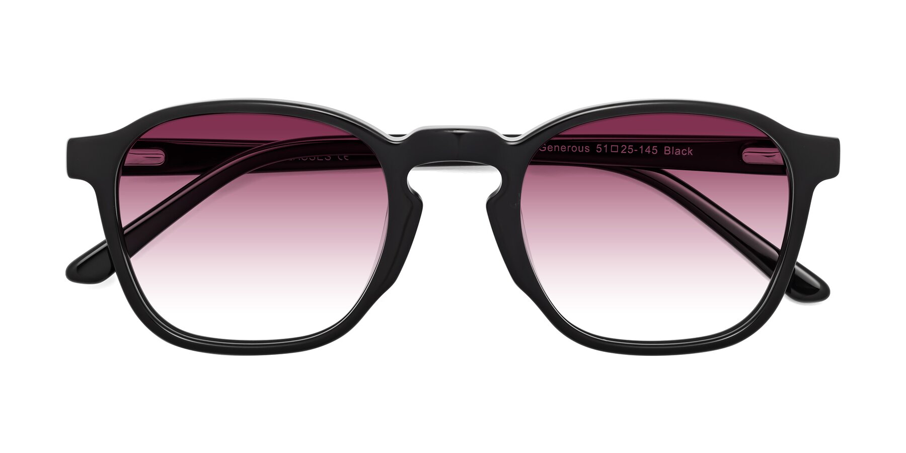 Folded Front of Generous in Black with Wine Gradient Lenses