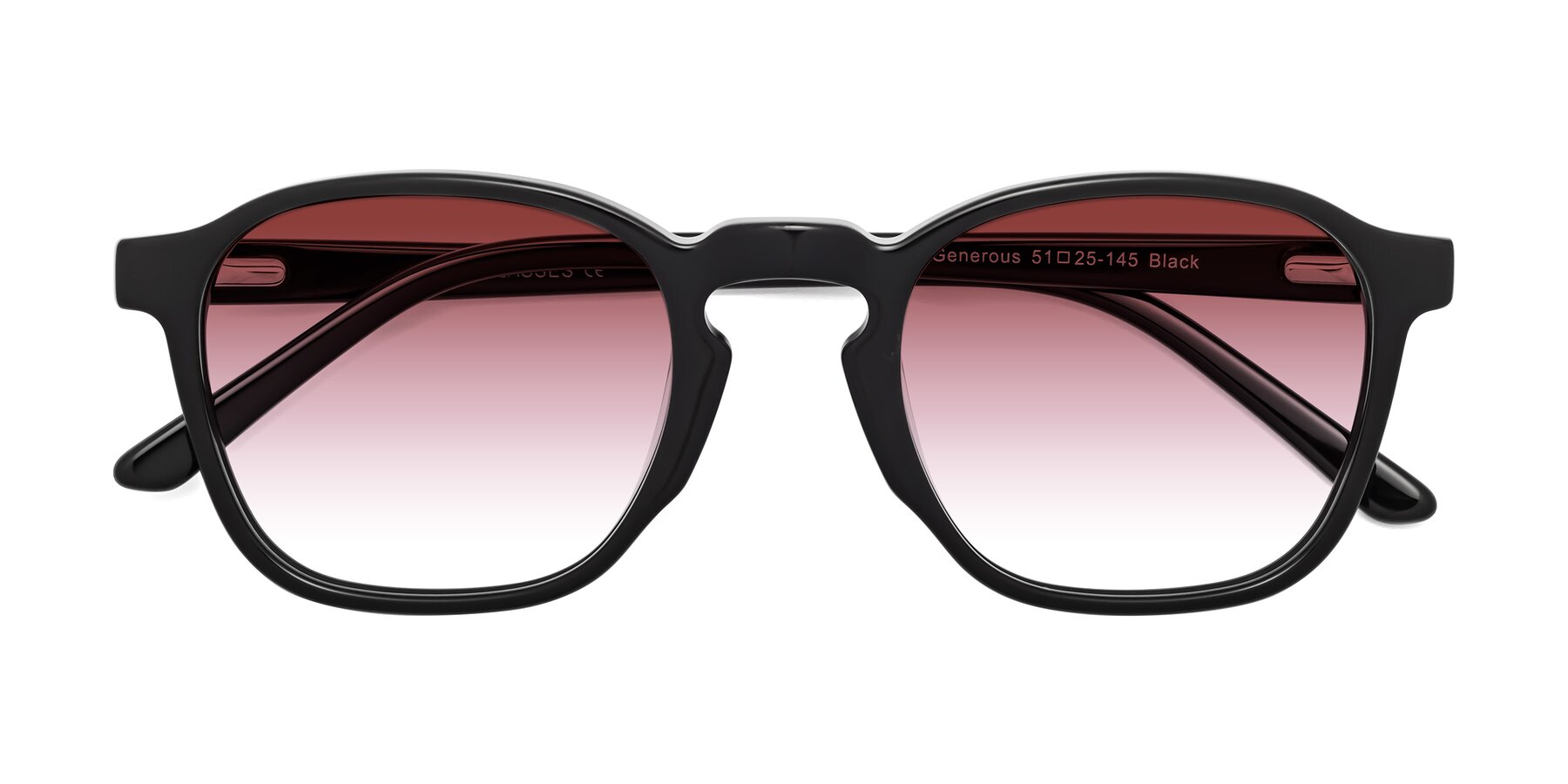 Folded Front of Generous in Black with Garnet Gradient Lenses