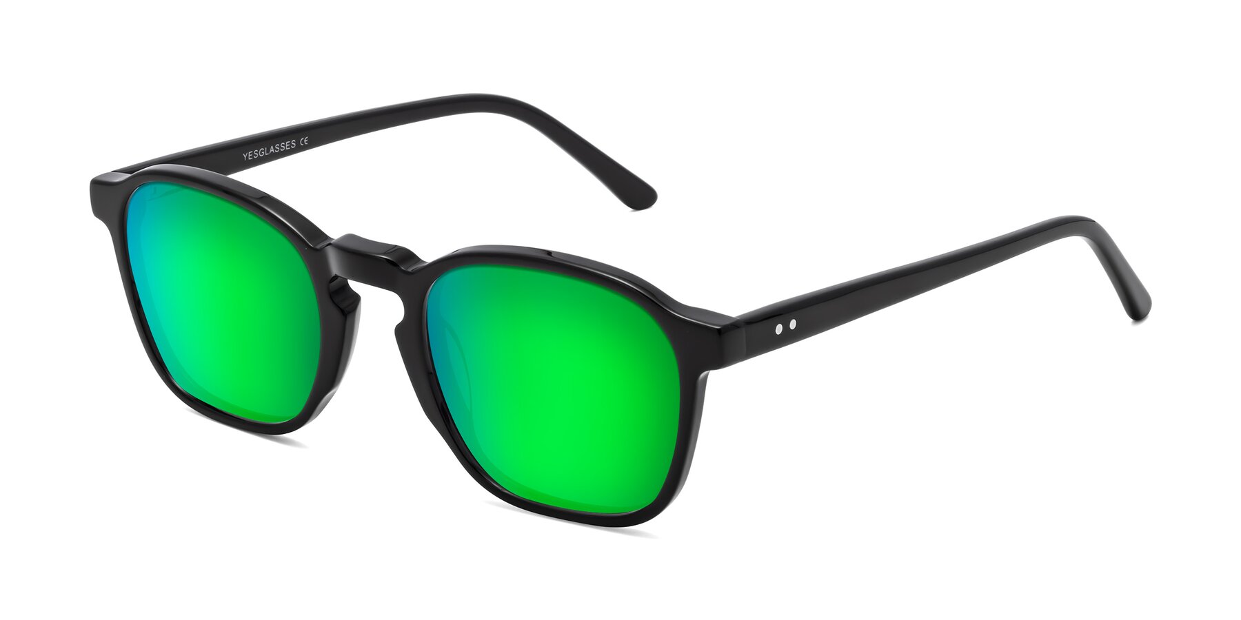 Angle of Generous in Black with Green Mirrored Lenses