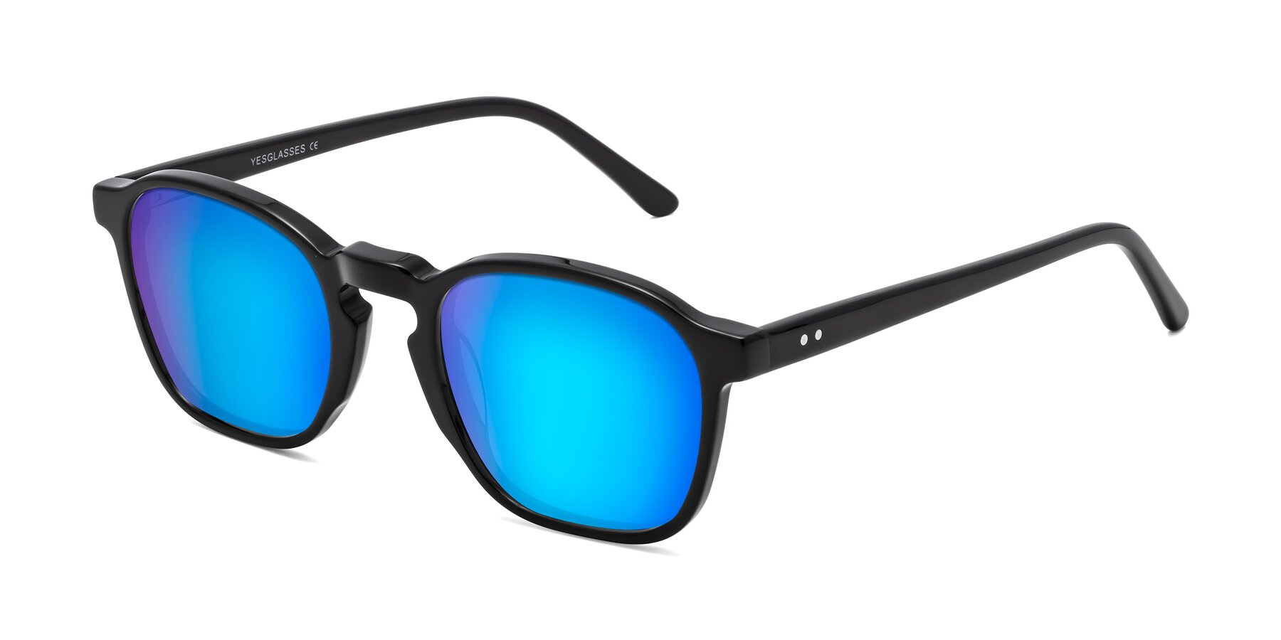 Angle of Generous in Black with Blue Mirrored Lenses