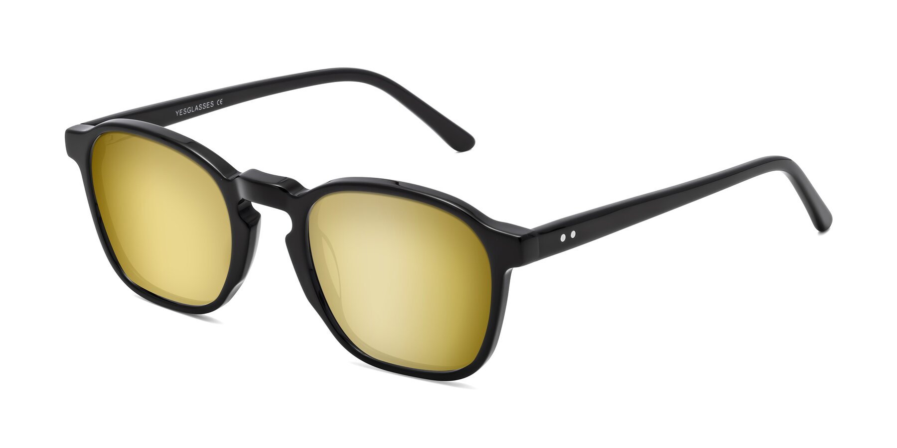 Angle of Generous in Black with Gold Mirrored Lenses