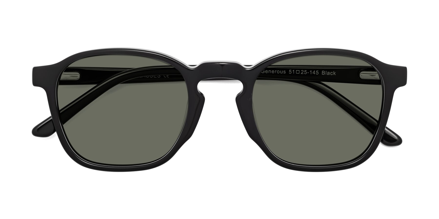 Folded Front of Generous in Black with Gray Polarized Lenses
