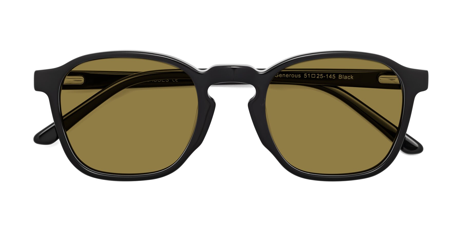 Folded Front of Generous in Black with Brown Polarized Lenses