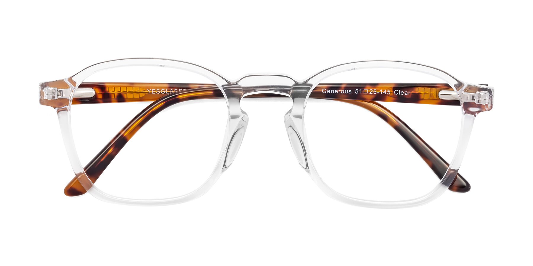 Folded Front of Generous in Clear with Clear Reading Eyeglass Lenses