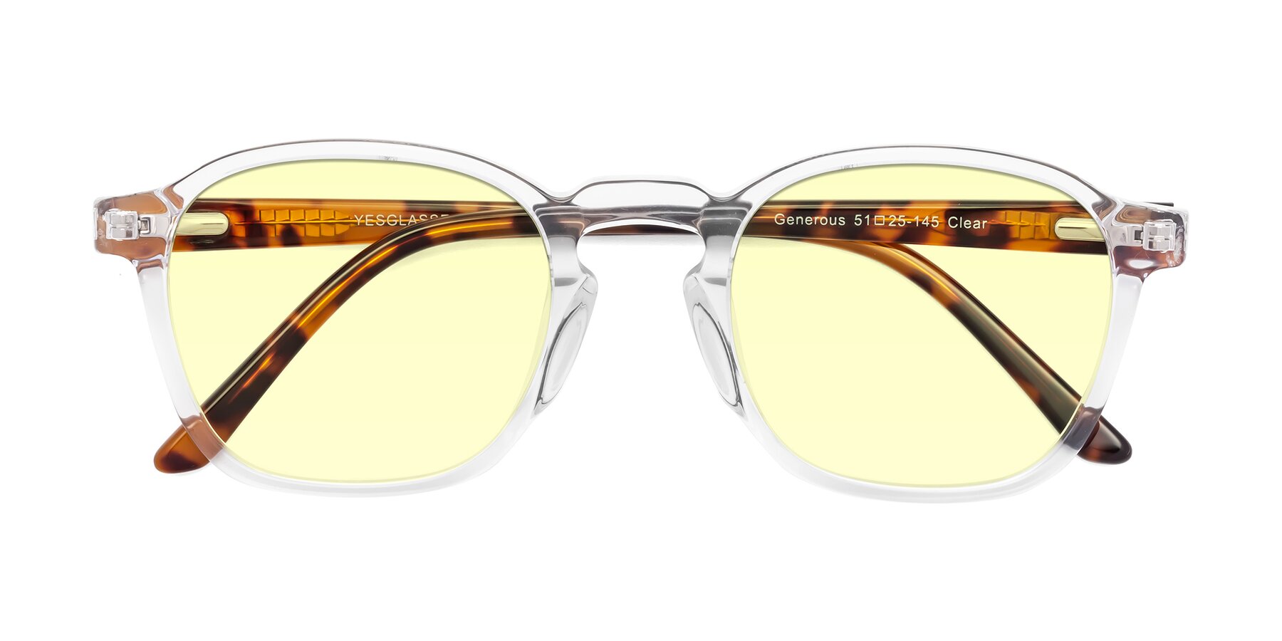 Folded Front of Generous in Clear with Light Yellow Tinted Lenses