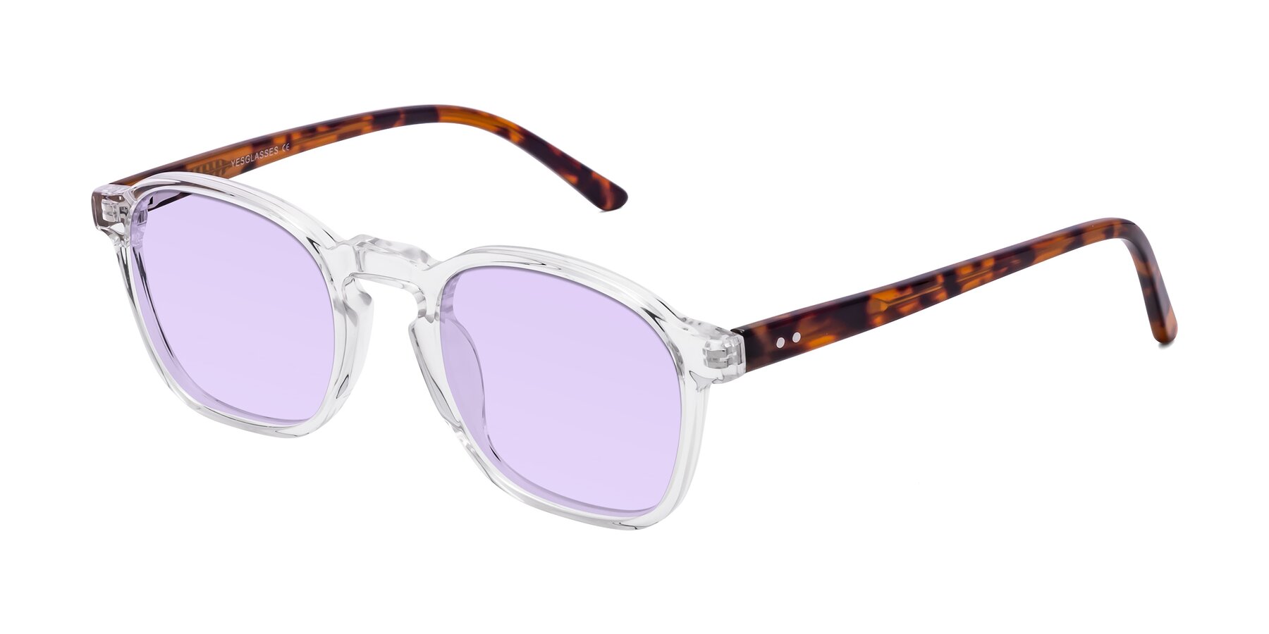 Angle of Generous in Clear with Light Purple Tinted Lenses