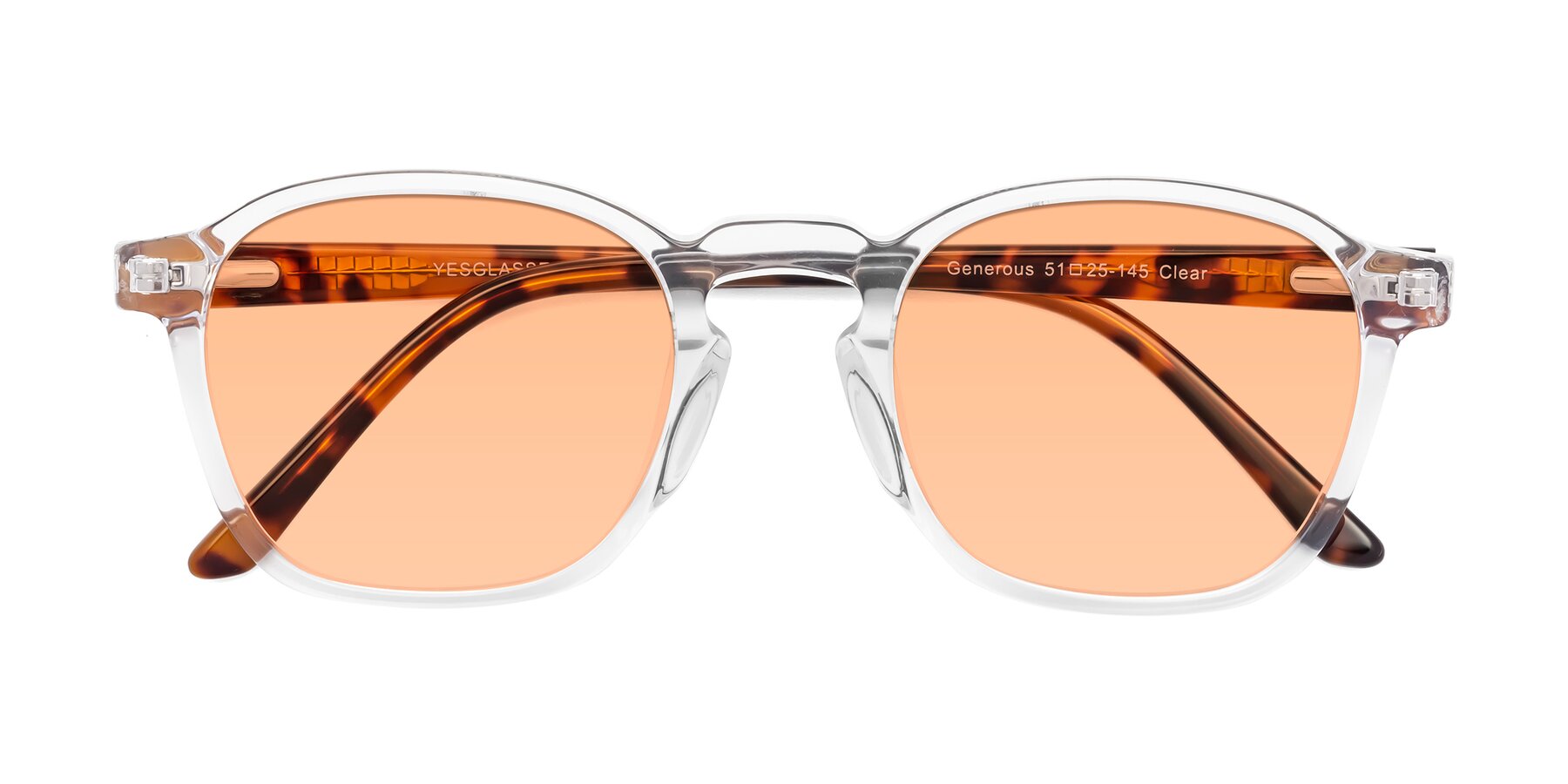 Folded Front of Generous in Clear with Light Orange Tinted Lenses