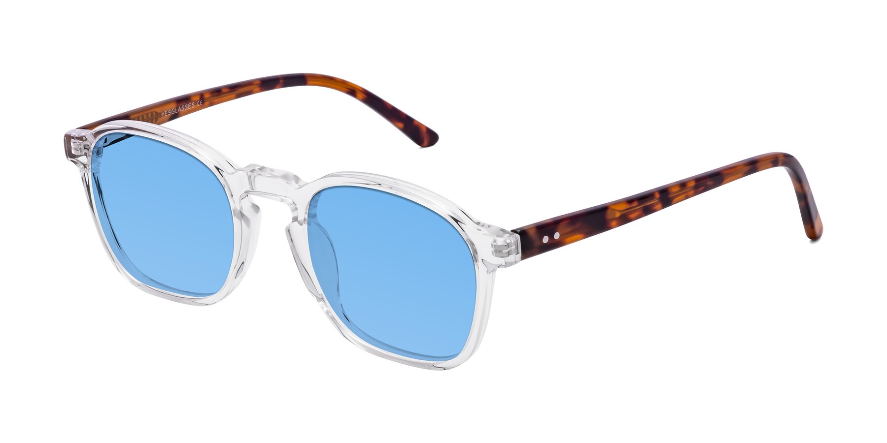Angle of Generous in Clear with Medium Blue Tinted Lenses
