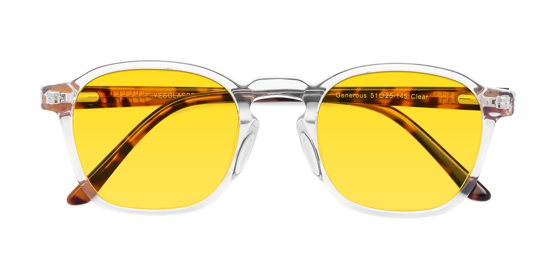 Folded Front of Generous in Clear with Yellow Tinted Lenses